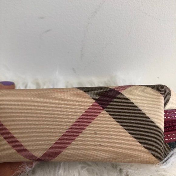 AUTH BURBERRY NOVA CHECK POUCH COSMETIC ROUND BAG - Picture 3 of 10